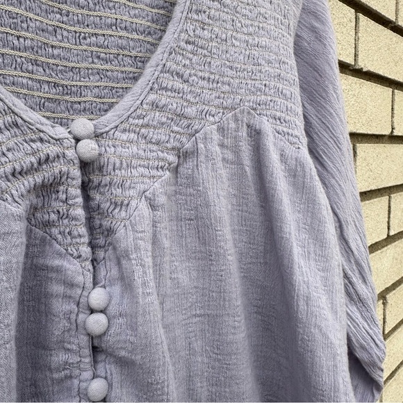 Free People Waiting on Summer Smocked Crop Top Lilac Lavender Purple Festival - Picture 7 of 13